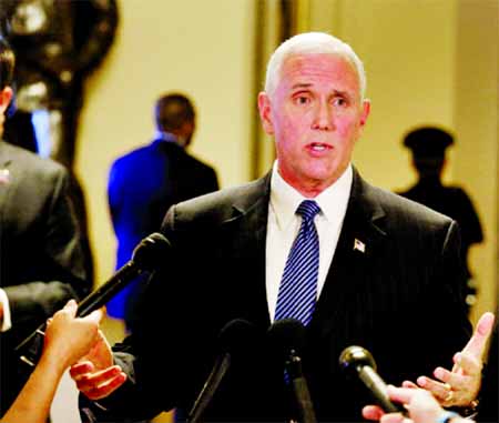 U.S. Vice President Mike Pence speaks to reporters at the U.S. Capitol in Washington. Internet photo