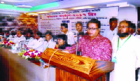 Rezwan Ahmed Toufiq, MP and son of President Abdul Hamid speaking at the orientation ceremony of Youth Development Directorate CS Welfare Association, Dhaka at Puspadam Convention of the National Sports Council in the city on Saturday.