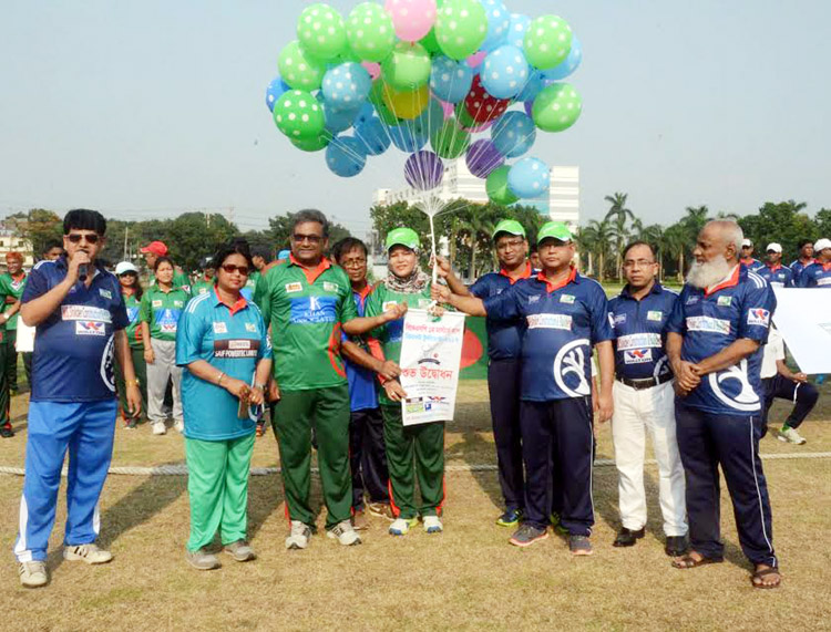 Director (Administration & Finance) of BKSP ABM Ruhul Azad inaugurating the BKSP 1st Masters Cup Cricket Tournament by releasing the balloons as the chief guest at the BKSP Ground on Tuesday.