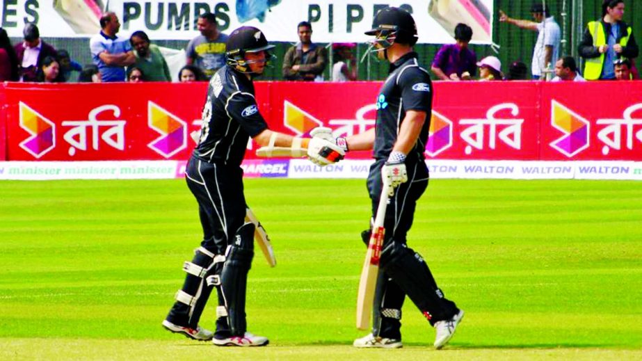 Tom Latham and Neil Broom scored fifties in the Tri-Nation ODI clash between New Zealand and Bangladesh at Dublin on Wednesday.