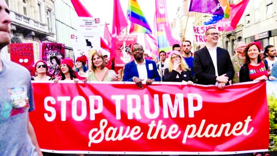 Demonstrations against US President Donald Trump were held in Brussels.