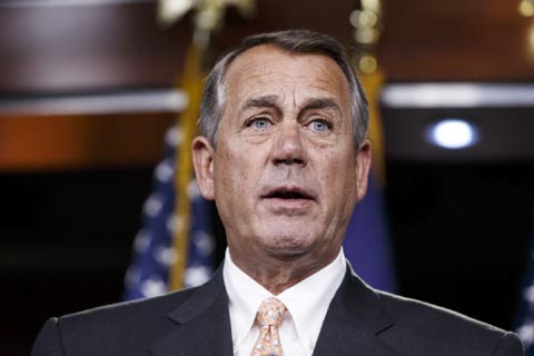 Former House Speaker John Boehner speaks on Capitol Hill in Washington.