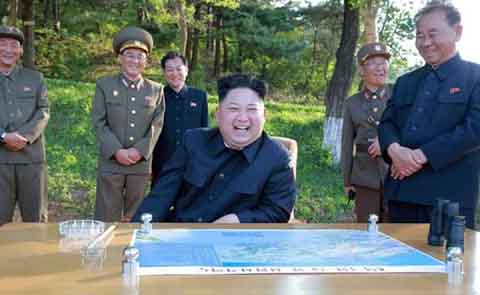North Korean leader Kim Jong Un inspects a missile test site.