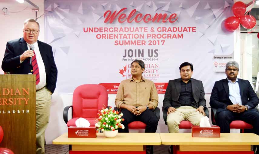 Prof William H Darrenger, Vice Chancellor, Canadian University of Bangladesh inaugurating a daylong orientation and cultural program for the freshers' of Summer Semester -2017 at its Banani Campus in the capital recently.