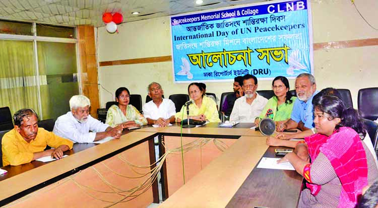 Speakers at a discussion on the occasion of International Day for UN Peacekeepers organised jointly by Peacekeepers Memorial School and College and CLNB at DRU auditorium on Monday.