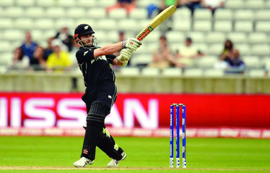 Kane Williamson pulls handsomely during ICC Champions Trophy Group A match between New Zealand and Australia at Edgbaston in Birmingham, England on Friday. New Zealand scored 291 for all (Four overs were curtailed due to rain).