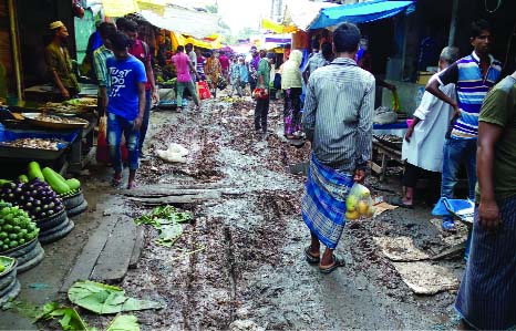 PATUAKHALI: The main road of Patuakhali New Market has been in deplorable condition for a long time causing immense sufferings to the people . The road needs immediate repair.