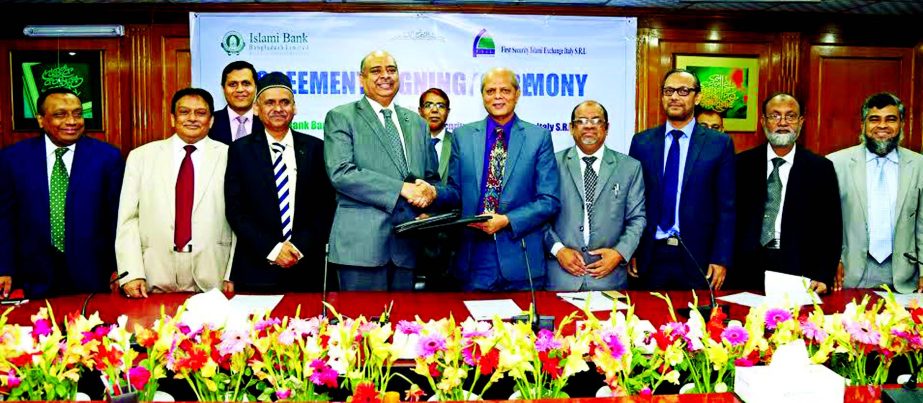 Md Abdul Hamid Miah, Managing Director of Islami Bank Bangladesh Limited and Syed Waseque Md. Ali, Managing Director of First Security Islami Bank Ltd, signed a remittance agreement to provide safe and rapid remittance services to expatriate Bangladeshis