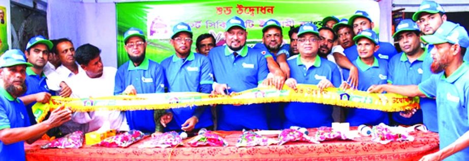Md Mustafa Khair, Deputy Managing Director of First Security Islami Bank Limited, inaugurating an Agent Banking outlet at Satbaria Bazar, Keshabpur in Jessore recently. Md. Abdur Rashid, Zonal Head, Khulna Zone and Ali Nahid Khan, Head of Agent Banking &