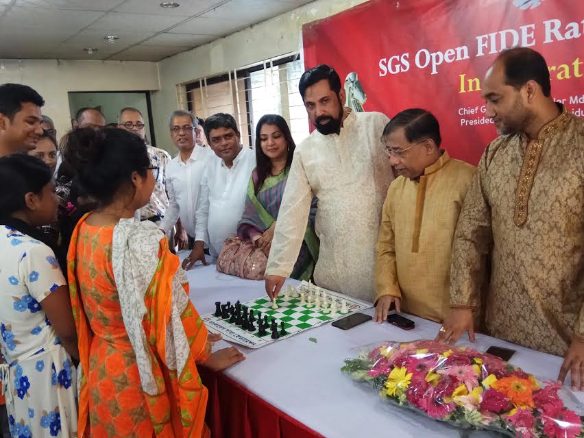 General Secretary of Bangladesh Chess Federation Syed Shahab Uddin Shamim formally opens the Saif Global Sports Open FIDE Rating Chess Tournament as the chief guest at Bangladesh Chess Federation hall-room on Saturday.