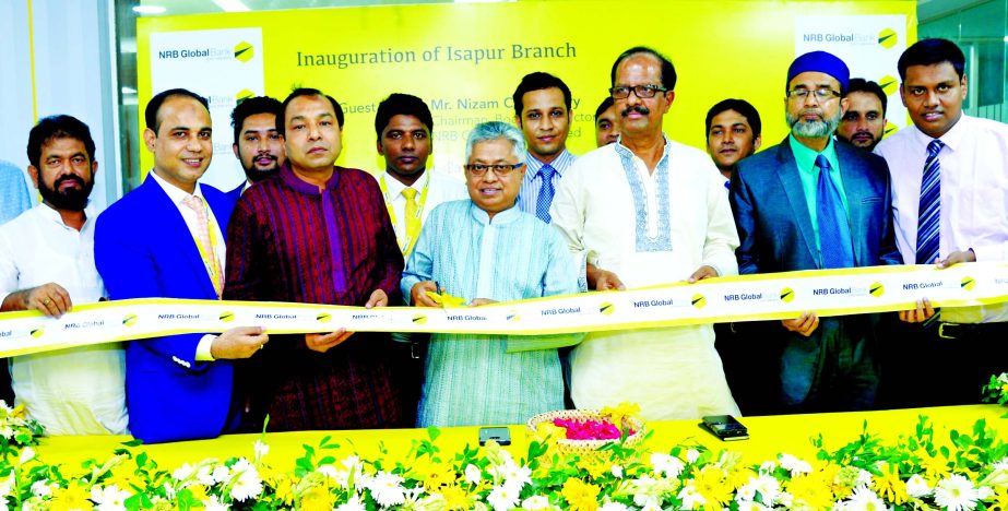 Nizam Chowdhury, Chairman of NRB Global Bank Ltd, inaugurating its 39th Branch at Hathazari, Chittagong on Wednesday. Proshanta Kumar Halder, Managing Director, Mohammed Shahjahan Meah, Sponsor Shareholder, Branch Managers of the bank and local elites wer