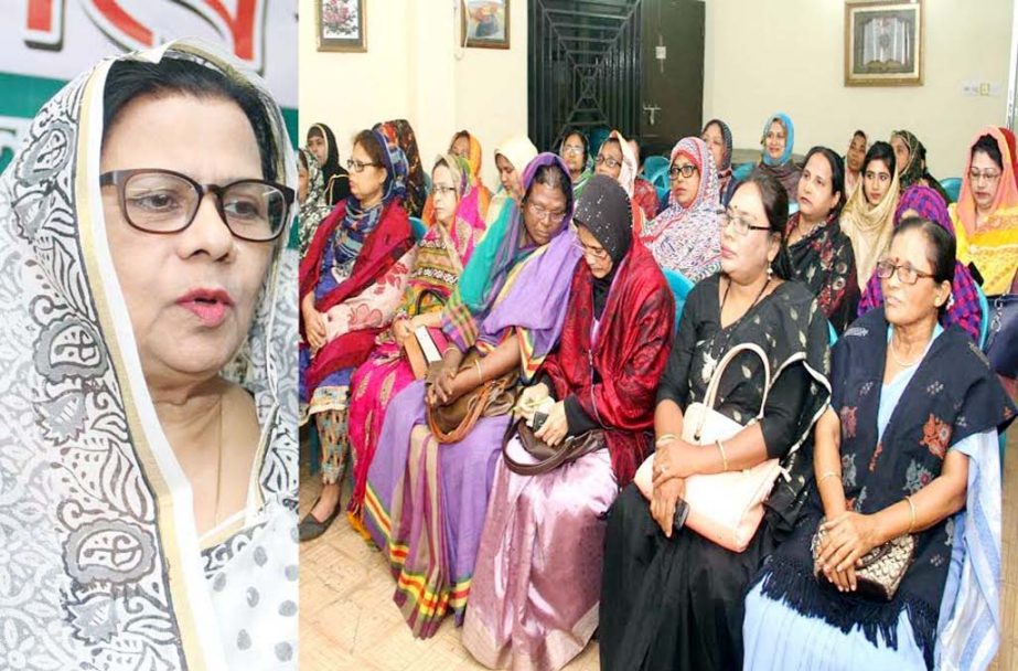 Hasina Mohiuddin, President, Chittagong City Mahila Awami League speaking at a discussion meeting marking the Historic 6-point Demand Day on Wednesday.