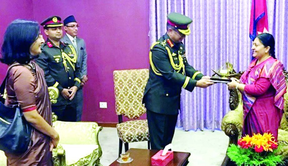 Bangladesh Army Chief General Abu Belal Muhammad Shafiul Huq called on Nepalese President Bidhya Devi Bhandari at her office in Kathmandu on Thursday.