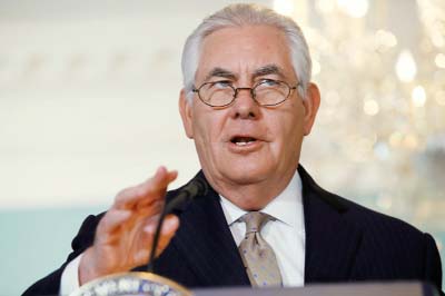 Secretary of State Rex Tillerson speaks about Qatar at the State Department in Washington on Friday.
