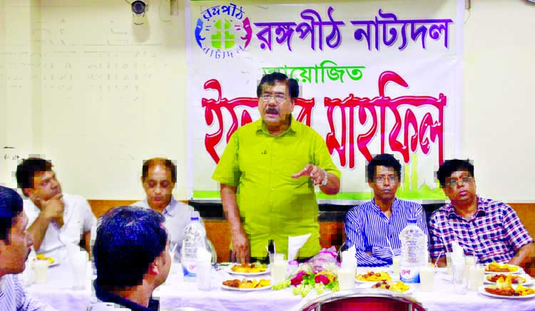 Cultural personality Golam Quddus, among others, at an Iftar Mahfil organised by Rangapith Natyadal at a hotel in the city on Sunday.