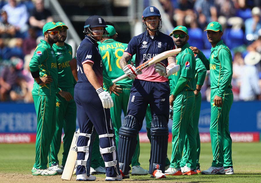 Alex Hales successfully reviewed an lbw decision against him during the Champions Trophy, 1st semi-final match between England and Pakistan at Cardiff on Wednesday.