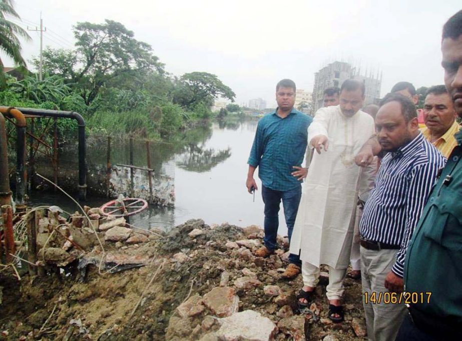 CCC Mayor A J M Nasir Uddin visiting Moheshkhali Dam eviction drive on Tuesday.
