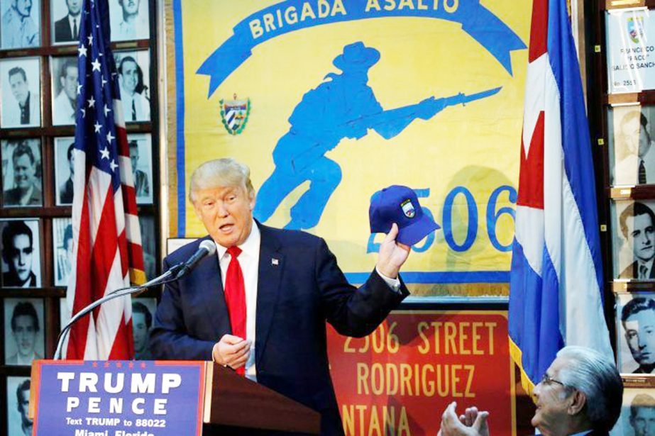 Then candidate Donald Trump visiting the Bay of Pigs Museum last year in Miami.