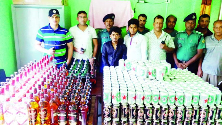 BARISAL: Two persons were arrested with huge foreign wine from Barisal Airport Police Station on Friday.
