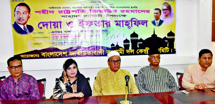 BNP Vice-President Advocate Khondkar Mahbub Hossain, among others, at an iftar mahfil organised by Bangladesh Jatiyatabadi Sangrami Dal at the Jatiya Press Club on Saturday.