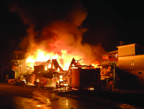 BHOLA: A devastating fire at Charfashion Upazila gutted 21 business organisation worth about 3 cr on Saturday morning.