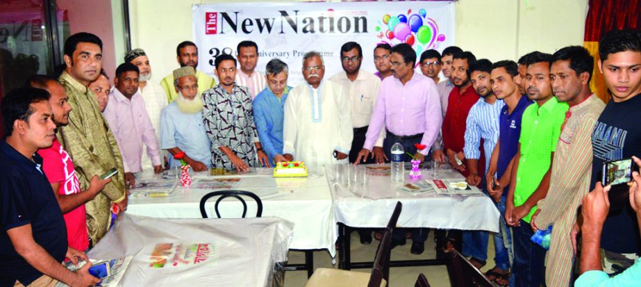 SYLHET: Invited guests cutting cake at a function on the occasion of the 38th founding anniversary of The New Nation organised by Sylhet Office on Sunday