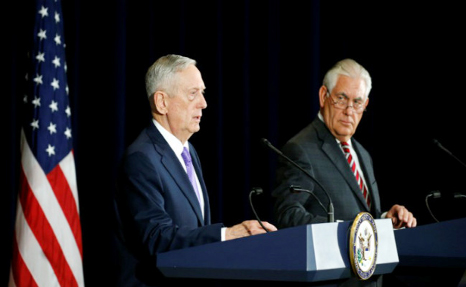 Rex Tillerson and James Mattis hold press conference after talks with Chinese diplomat and defense chiefs.