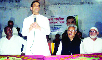 SAGHATA(Gaibandha): Mahmud Hasan Ripon, former president, Bangladesh Chhatra League speaking at a discussion meeting and an Iftar Mahfil as Chief Guest recently.