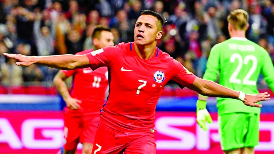 Alexis Sanchez struck early to become Chile\'s all-time leading scorer on Thursday as the South American champions were held by Germany\'s young pretenders to a 1-1 draw at Kazan that left both teams in a good position to advance to the semifinals of