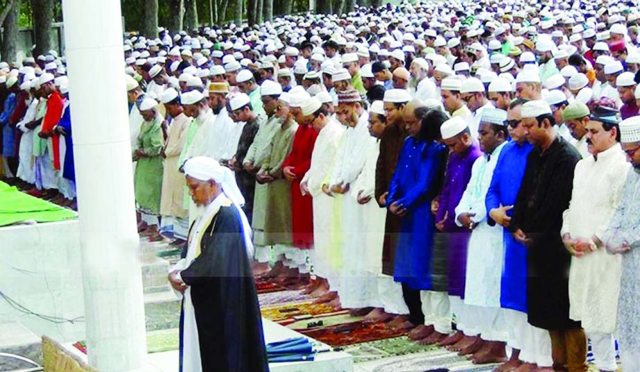 MYEMNSINGH: The first Eid -ul- Fitr congregation was held at Central Anjuman Eidgah on Monday