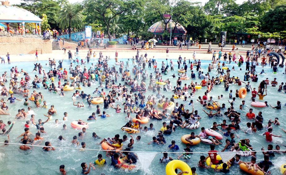 People enjoying swimming at Park Sea World in the Port City on Tuesday.
