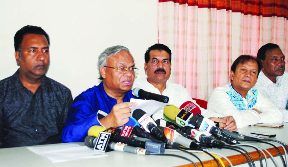 BNP Senior Joint Secretary General Advocate Rizvi Ahmed speaking at a prÃ¨ss conference at the party central office in the city's Nayapalton on Friday in protest against corruption of the ruling party men.
