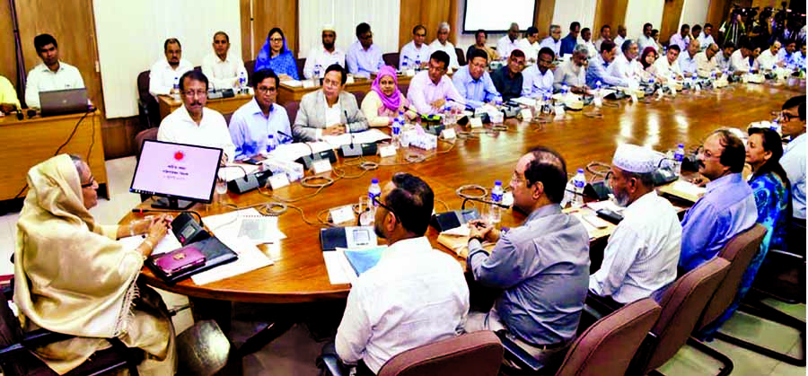 Prime Minister Sheikh Hasina presiding over the meeting of secretaries at the Secretariat on Sunday.