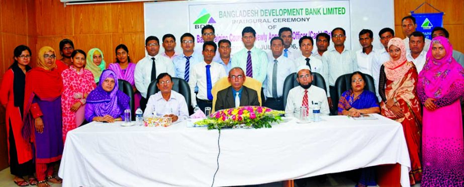 Manjur Ahmed, Managing Director of Bangladesh Development Bank Ltd, presiding over a 5-day long training on "Basic Training Course for newly appointed officer (Cash) " at the bank's training institute in the city on Sunday. Md. Abdul Baqui, Deputy Gene