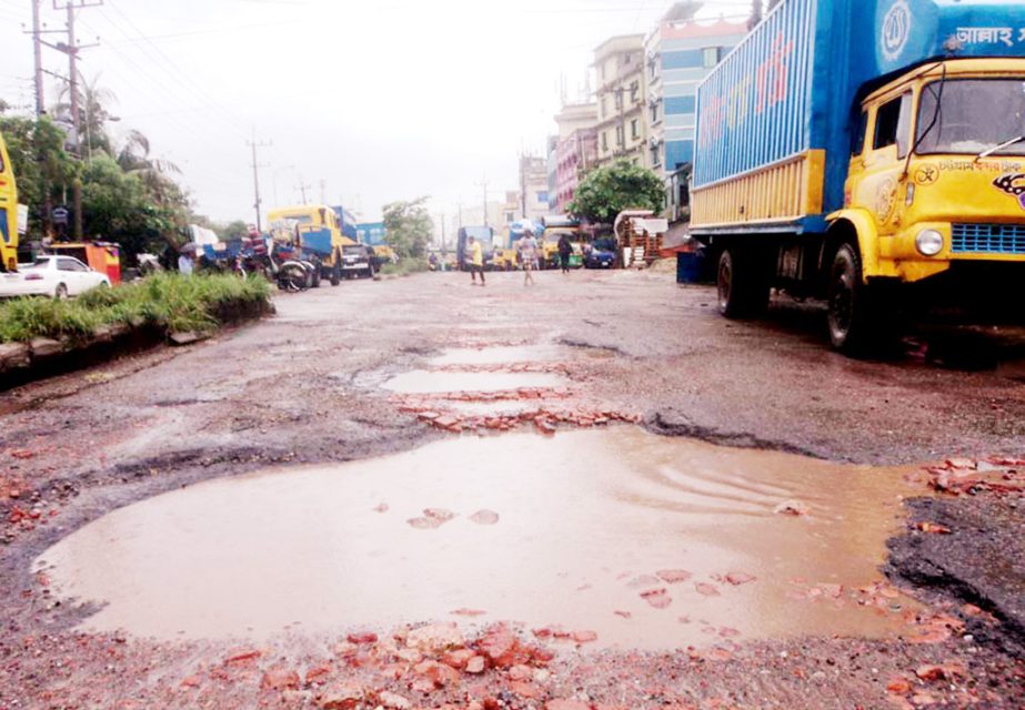 Dilapidated Sagorika Road in the Port City needs immediate repair. This snap was taken yesterday.