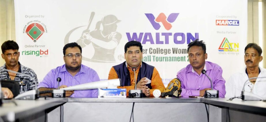 Operative Director and Head of Sports & Welfare Department of Walton Group FM Iqbal Bin Anwar Dawn speaking at a press conference at the conference room of National Sports Council Tower on Thursday.