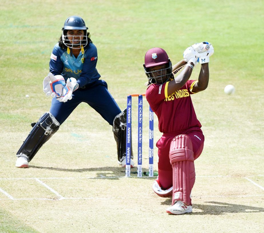 Deandra Dottin of West Indies batting during the ICC Women's World Cup 2017 match between West Indies and Sri Lanka at the 3aaa County Ground in Derby, England on Sunday.