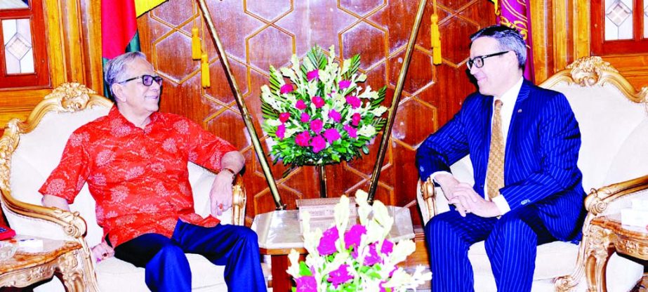 Outgoing envoy of Switzerland to Bangladesh Christian Martin Fotsch called on President Abdul Hamid at Bangabhaban on Monday. PID photo