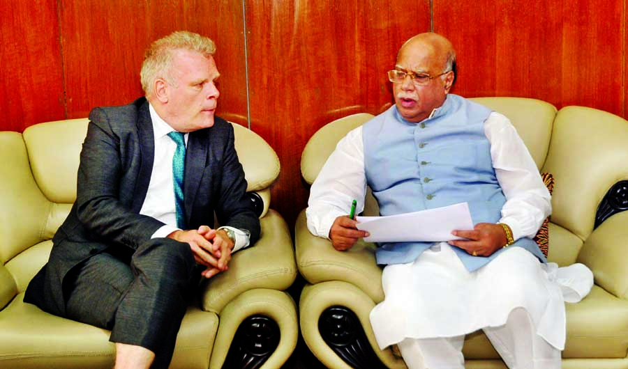 Denmark Ambassador to Bangladesh Mikael Hemuiti Winther called on Health Minister Mohammad Nasim at his office yesterday. Photo : BSS