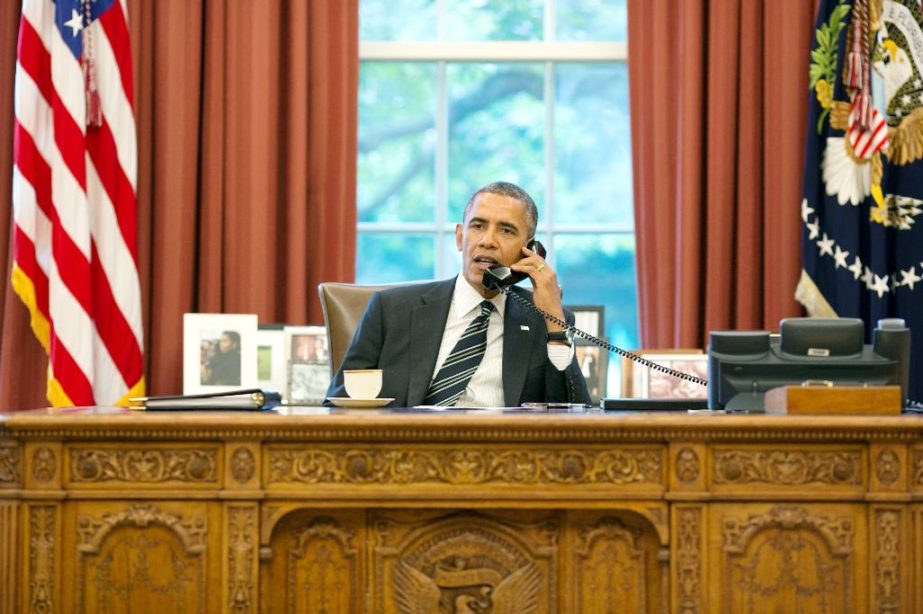 Barack Obama speaks with Iranian President Hassan Rouhani in 2013, ahead of the signing of the nuclear agreement, a key part of the former US president's legacy.