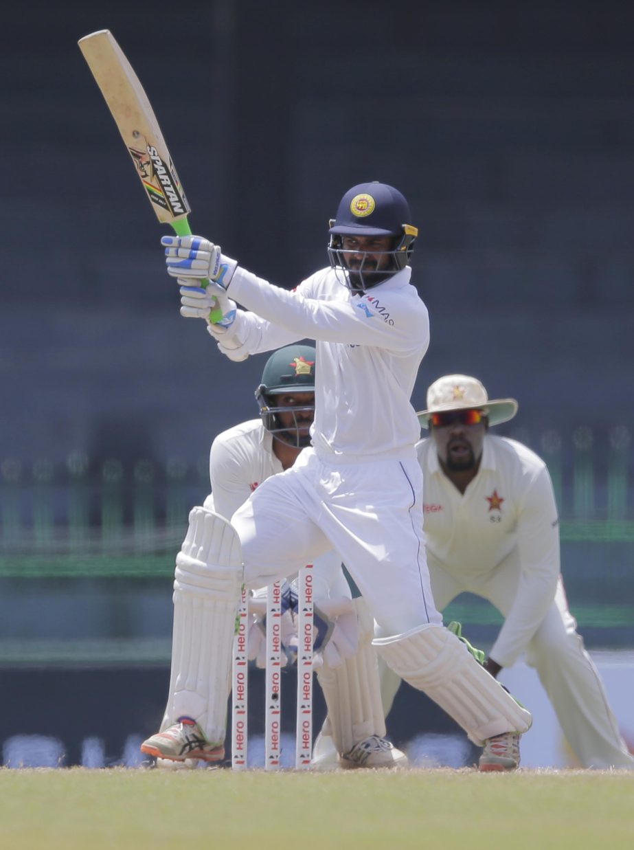 Sri Lanka's Upul Tharanga bats during the second day's play of the only test cricket match between Sri Lanka and Zimbabwe in Colombo, Sri Lanka on Saturday.
