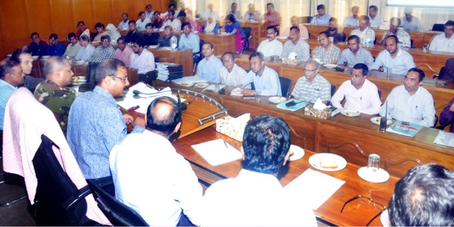 CCC Mayor A J M Nasir Uddin addressing the 16th coordination meeting of Engineering Department at KB C Abdus Sattar Auditorium as Chief Guest yesterday.