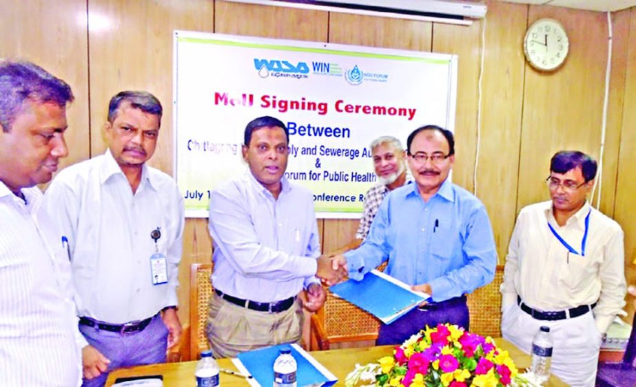 Chittagong WASA signed a Memorandum of Understanding (MoU) with the NGO Forum for ensuring better services to city dwellers recently.