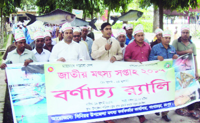 PATUAKHALI: Adv Shakhayat Hossain Shawkat, Chairman, Dashmina UP led a rally to mark the National Fisheries Week yesterday.