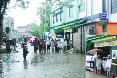 KHULNA: Town dwellers at Daulatpur Pabla Sheikh Ayub Ali Road intersection have been suffering due to water-logging. This picture was taken yesterday.