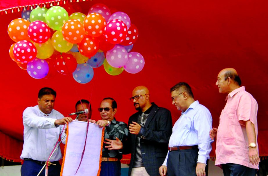 State Minister for Youth and Sports Dr Biren Sikder inaugurating the NRB Commercial Bank 13th National Summer Athletics competition by releasing the balloons as the chief guest at the Bangabandhu National Stadium on Friday.