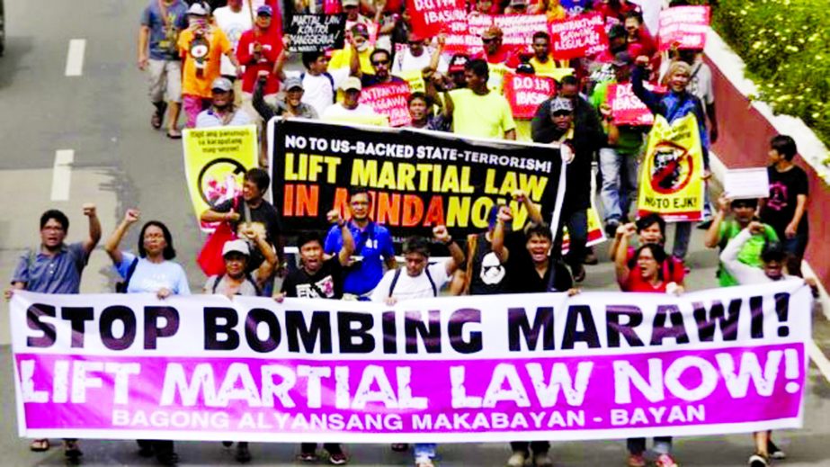 There were protests outside Congress on Saturday against the Martial law