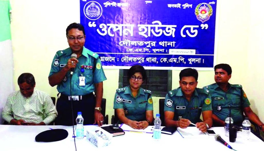 KHULNA: Md Abdul Halim Molla, Additional Deputy Commissioner (ADC, North) addressing an Open House Day at Daulatpur Upazial Police Station as Chief Guest on Monday.