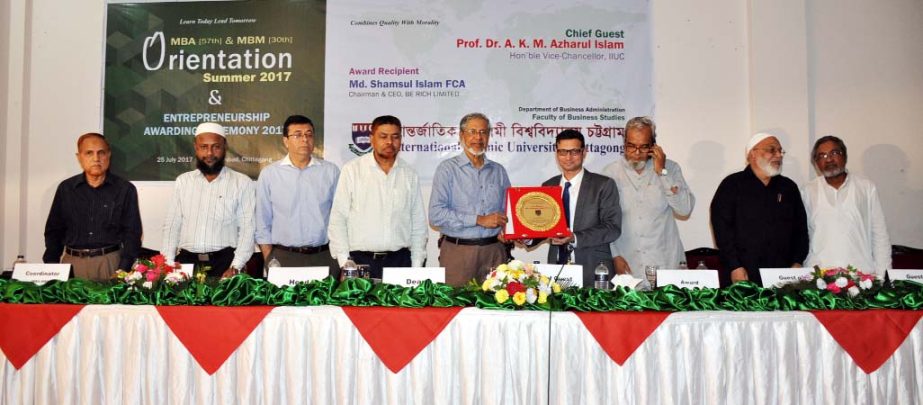 Prof Dr AKM Azharul Islam, VC , International Islamic University Chittagong (IIUC) attending an orientation programme of MBA and MBM Course at Hotel Agrabad Auditorium as Chief Guest on Tuesday .