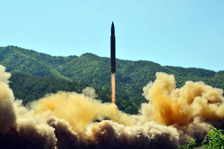 The successful test-fire of the intercontinental ballistic missile Hwasong-14 at an undisclosed location.